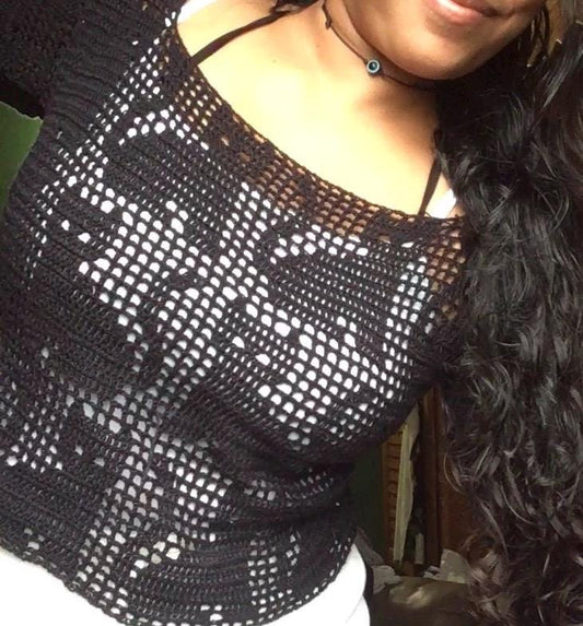 Halloween PDF PATTERN Crochet Sweater: Binx Halloween Sweater. DIGITAL