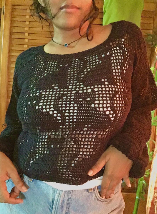 Halloween PDF PATTERN Crochet Sweater: Binx Halloween Sweater. DIGITAL