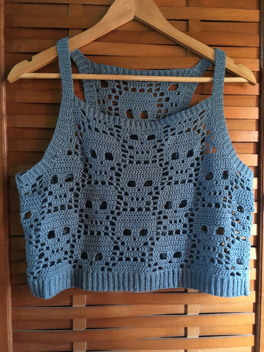 Halloween PDF PATTERN Crochet Tank: Summer Skulls. DIGITAL